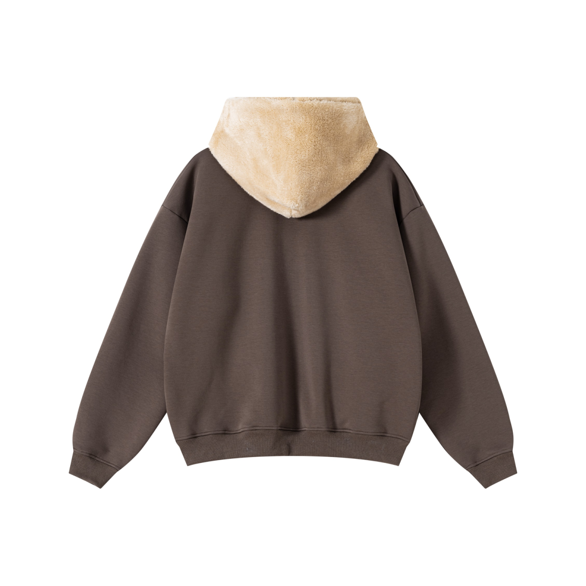 560GSM Unisex Composite Fleece Zip-Up Hoodie Brown